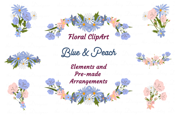 Blue Peach Daisy Flowers Clipart Bundle: A Versatile Tool for Creative Projects