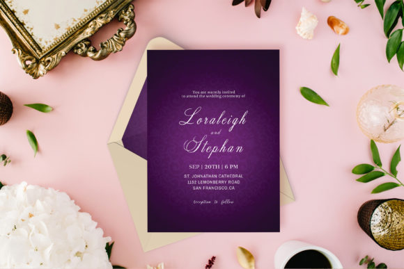 Elegant Royal Purple Wedding Invites