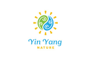 Embrace Harmony with the Sun Leaf Water Yin Yang Nature Logo