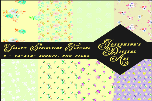 Yellow Springtime Flowers Digital Paper